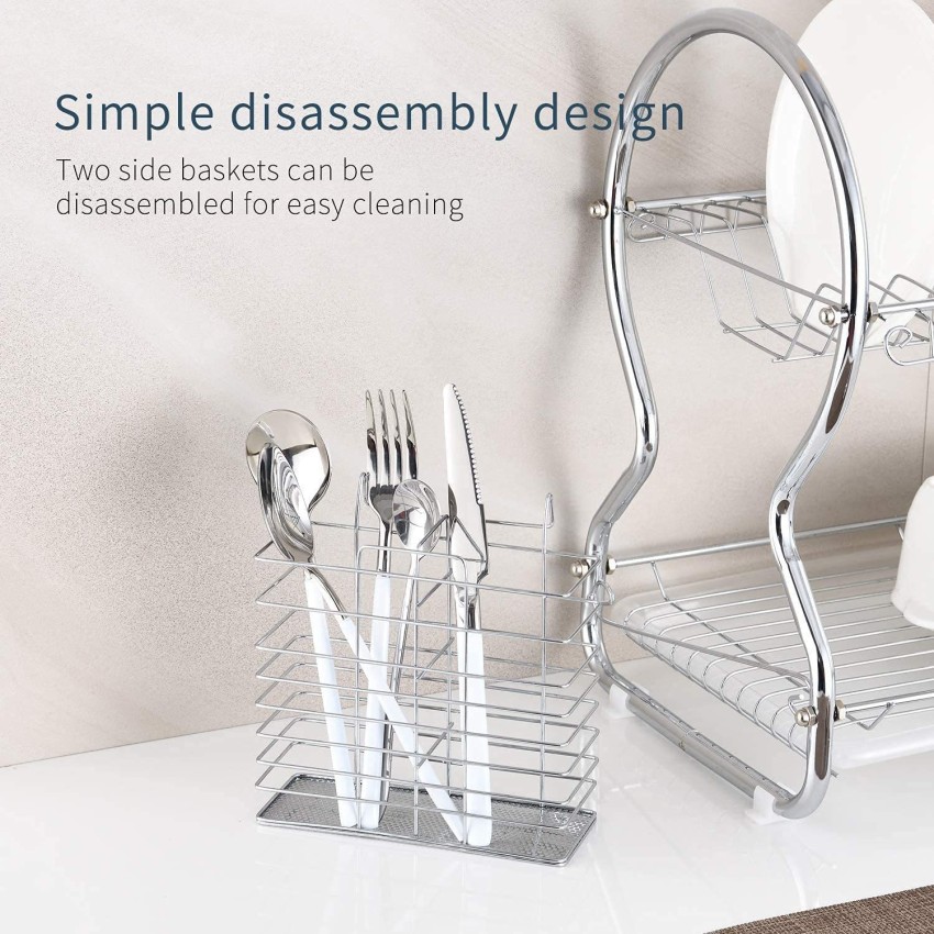 2-Tier Multi-function Stainless Steel Dish Drying Rack,Cup Drainer Strainer