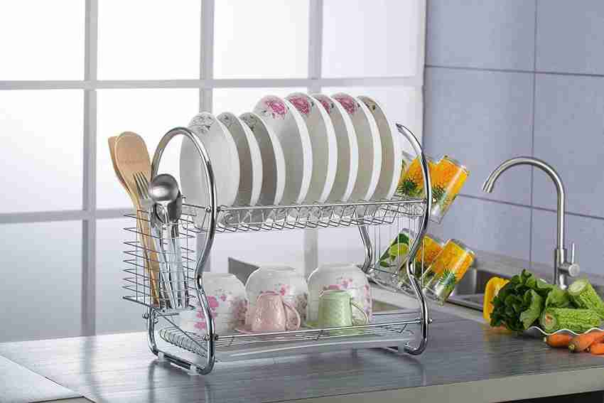 Kitchen Sink Dishes Drying Rack Stainless Steel Multifunctional Storage Rack  2 Layers