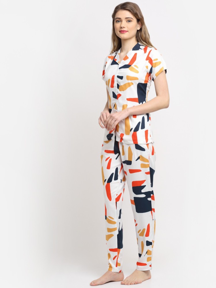 Claura Women Printed White Night Suit Set Price in India Buy Claura Women Printed White Night Suit Set at Flipkart Night Suit Set