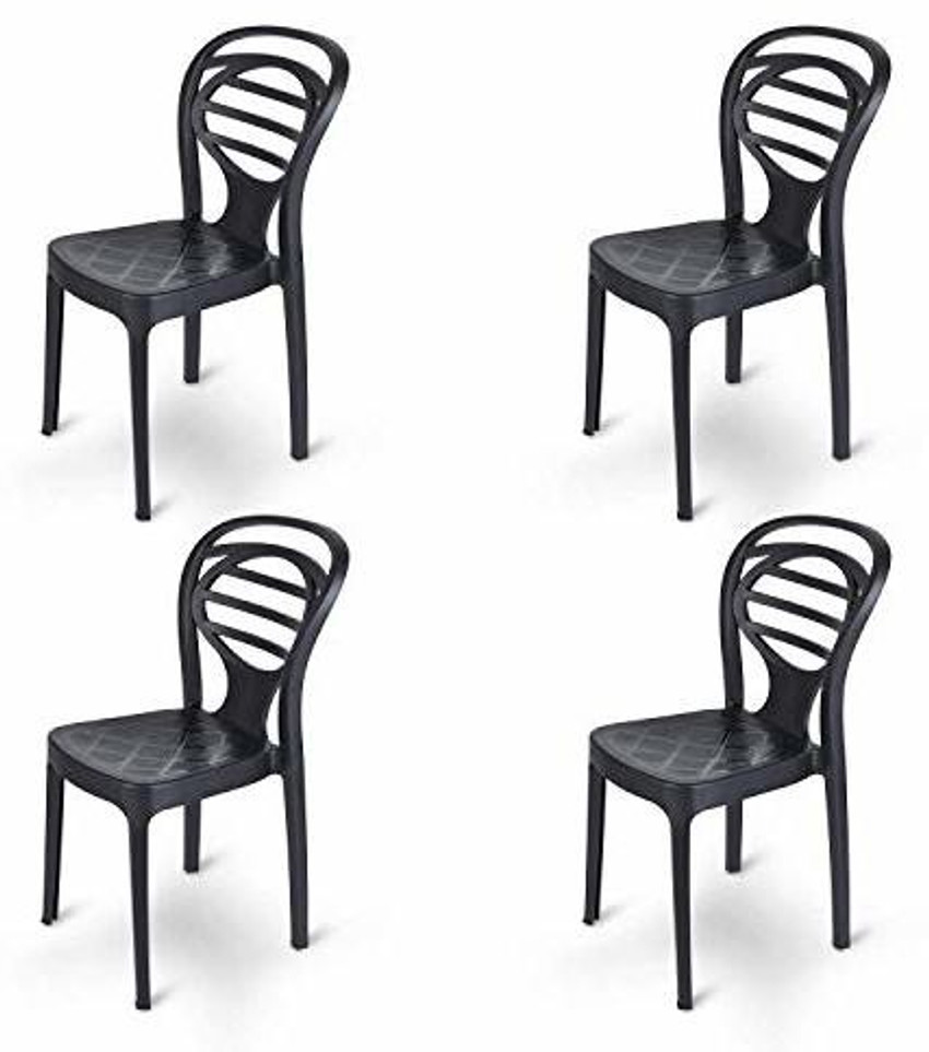 Supreme Oak Chair Plastic Black Pack of 4 Plastic Outdoor