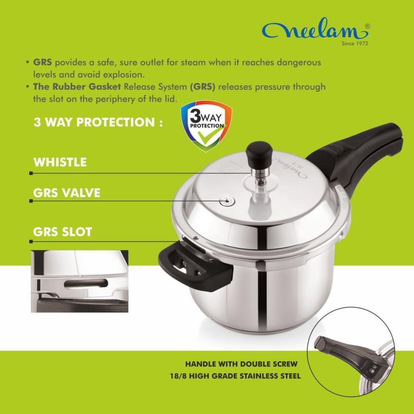 NEELAM Stainless Steel Marvel Outer Lid 3 L Outer Lid Induction Bottom Pressure Cooker Price in India Buy NEELAM Stainless Steel Marvel Outer Lid 3 L Outer Lid Induction Bottom Pressure Cooker online ...