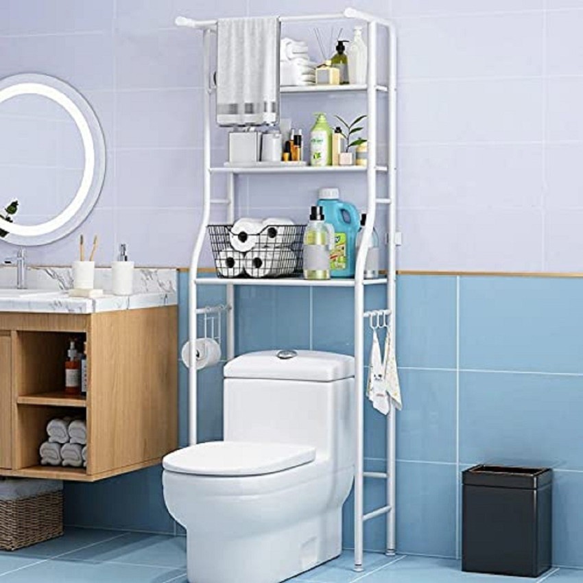 1pc Over The Toilet Storage Rack, 3-Tier Bathroom Organizer,  Multi-functional Bathroom Shelves, Free Standing Space Saver Stands Rack  For Toilet, Bath