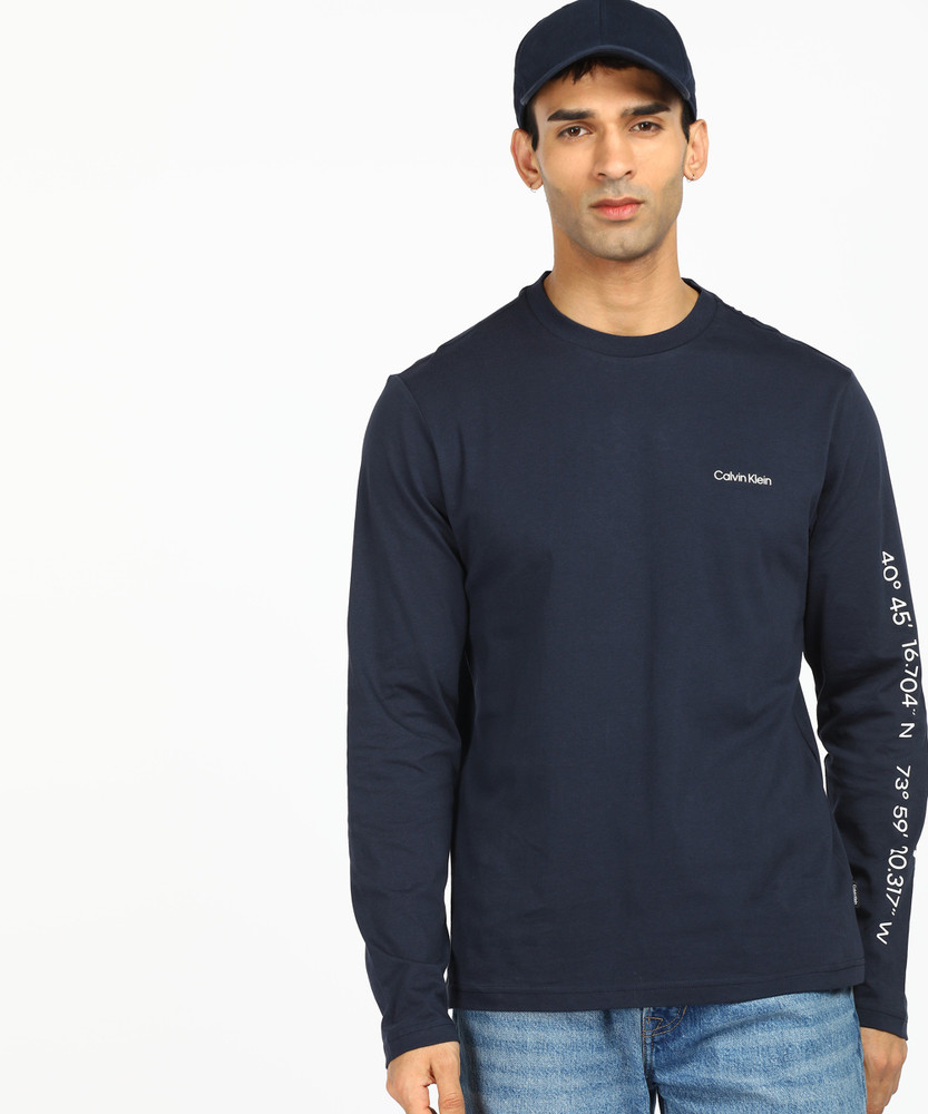 Calvin Klein Jeans Solid Men Round Neck Blue T-Shirt - Buy Calvin Klein  Jeans Solid Men Round Neck Blue T-Shirt Online at Best Prices in India |  Flipkart.com