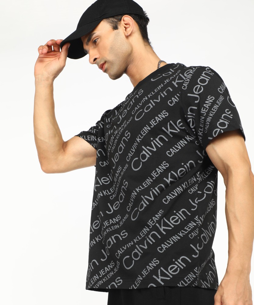 Calvin Klein Jeans Printed Men Round Neck Black T-Shirt - Buy Calvin Klein  Jeans Printed Men Round Neck Black T-Shirt Online at Best Prices in India