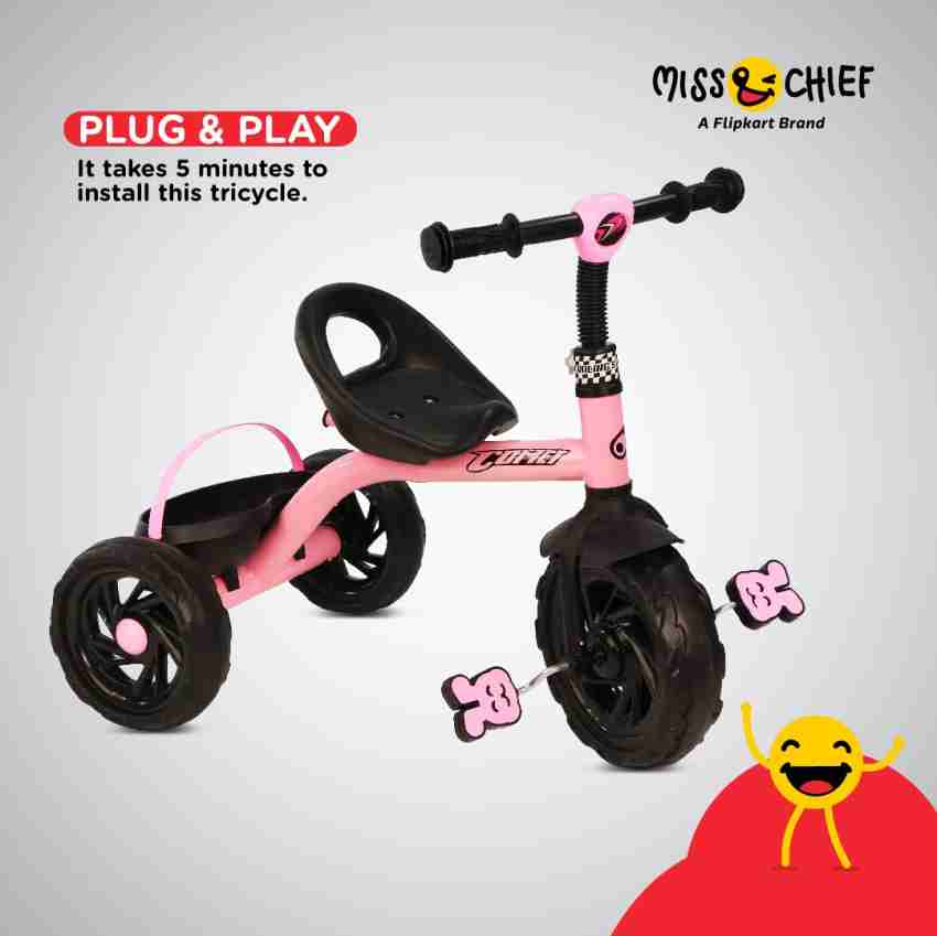 Miss Chief by Flipkart Comet Stylish Tricycle for Kids with Rear Basket TTC OPP3 Tricycle Price in India Buy Miss Chief by Flipkart Comet Stylish Tricycle for Kids