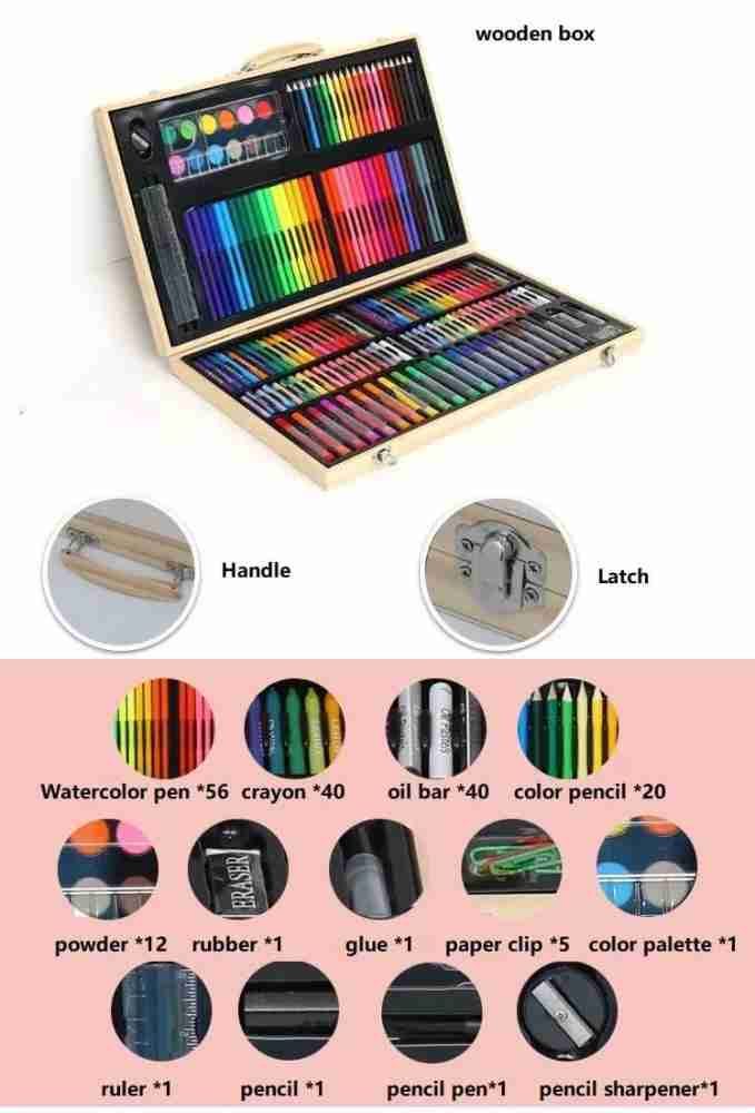  Deluxe Art Supplies, 88 Pieces Art Set in Portable Wooden Case,  with 2 Drawing Books and 4 Canvas Panels, Professional Art Set for Painting  & Drawing, Art Kit for Kids, Teens