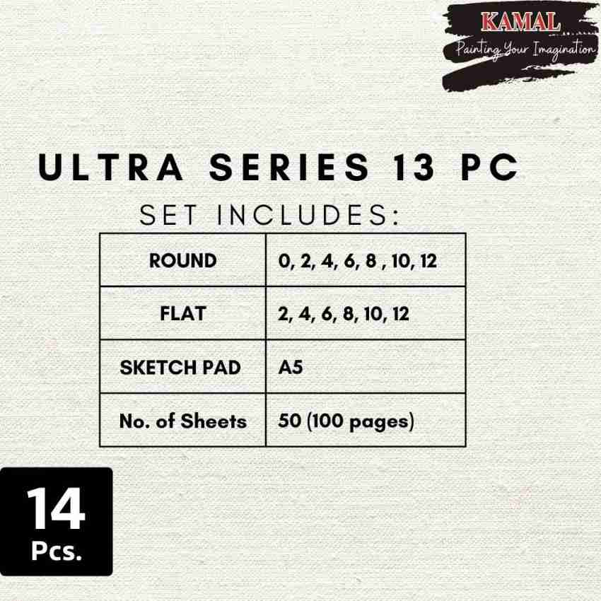 KAMAL Painting Brush Flat Round Ultra Series Set of