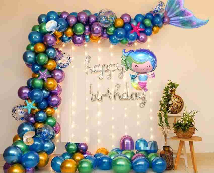 Bash N Splash Solid Mermaid Underwater Ocean theme Birthday Party  Decoration Pack of 85 pcs Balloon - Balloon 