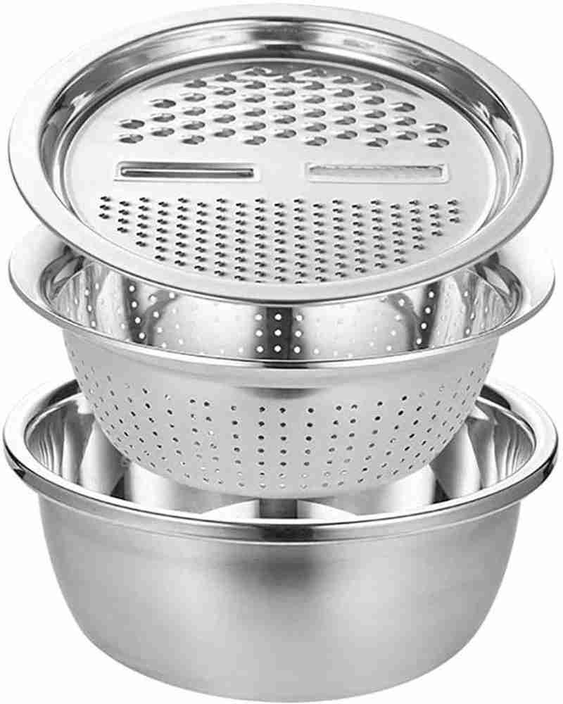 3 in 1 Vegetable Slicer Cutter Drain Basket Stainless Steel Vegetable  Julienne Grater Salad Maker Bowl Kitchen Gadgets