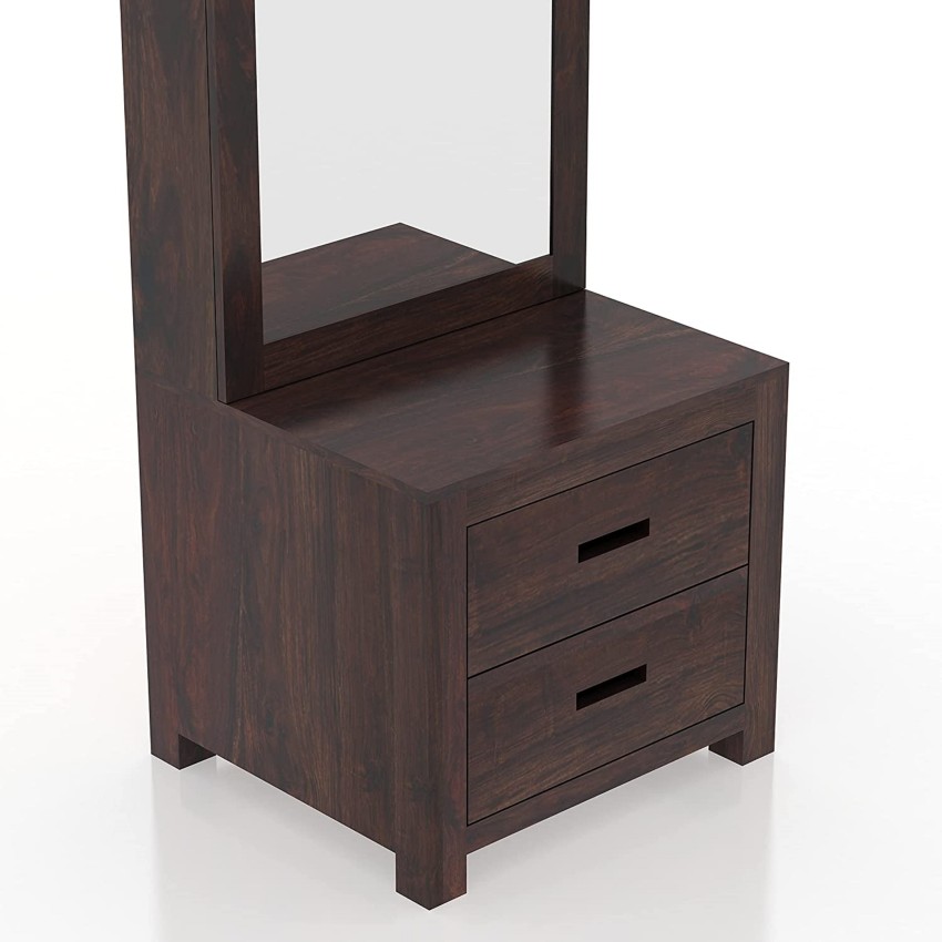 Cairo Solid Sheesham Wood Dressing Table with Cabinet Walnut - Ganpati Arts