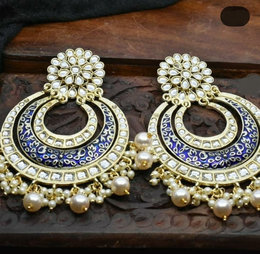 Indian Bollywood Style Green Enameled Pearl Jhumka Earrings Girls