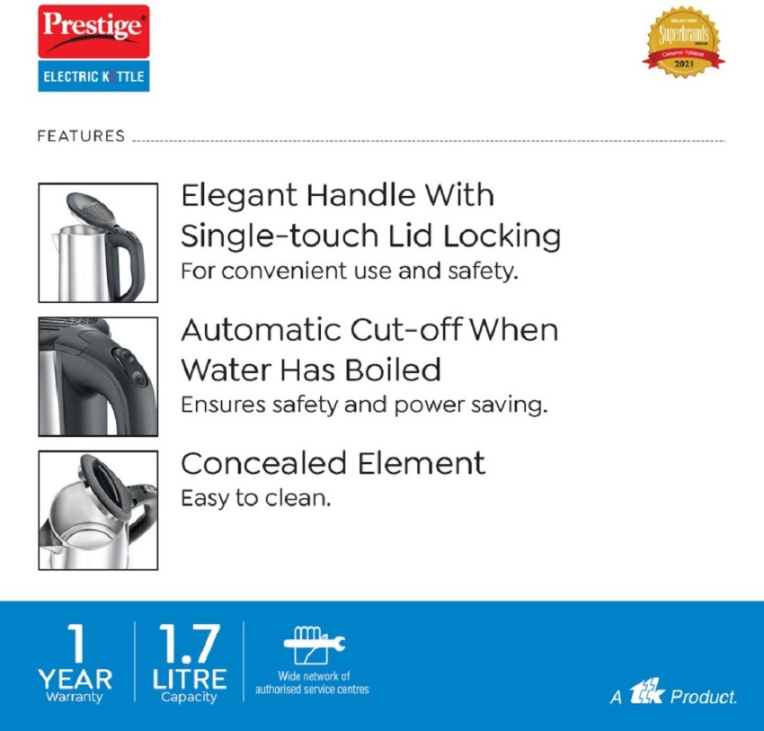 Buy Prestige PKLSS 1.7 SS Electric Kettle 1.7L Silver Online at