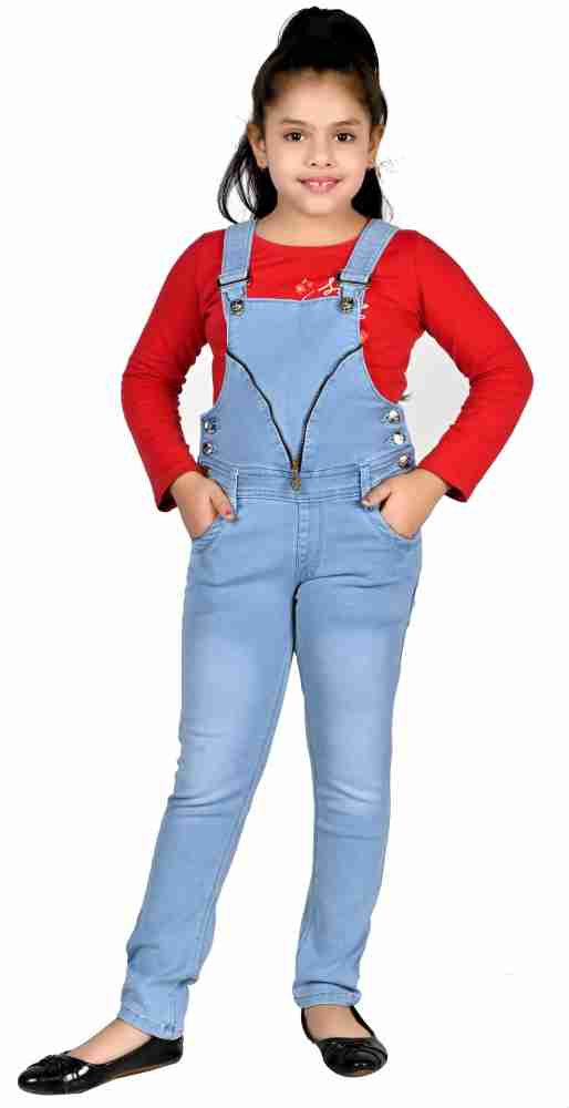 Buy online Girls Round Neck Solid Denim Dungarees from girls for Women by  Being Naughty for ₹800 at 71% off