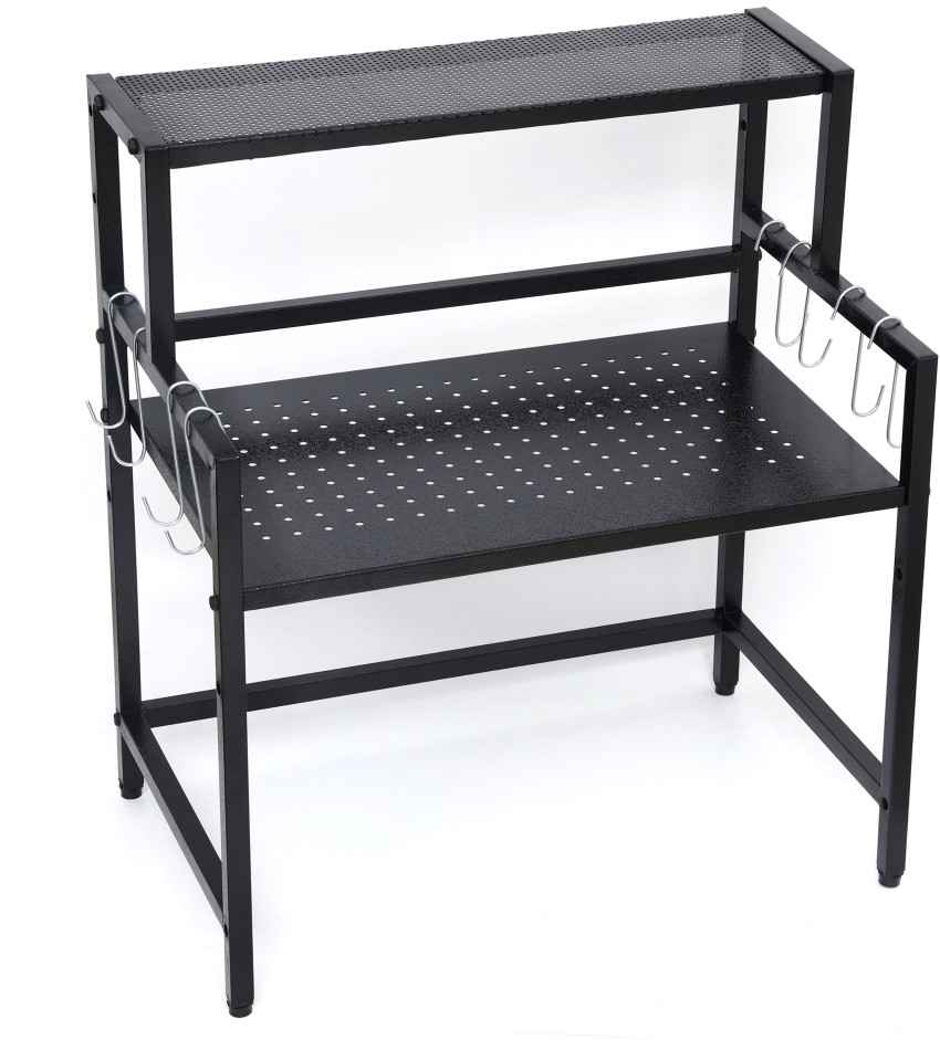 Mind Reader Metal Rack Utility Shelf/Microwave Stand with Hooks