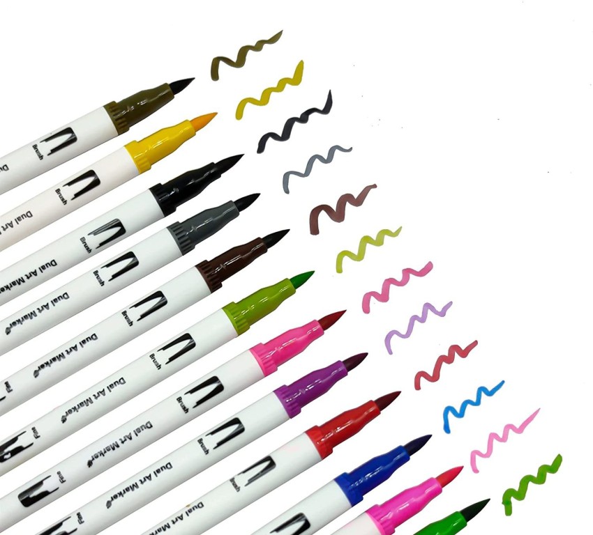 BRIZEM Dual Tip brush Pens, Dual Art Marker Pen For