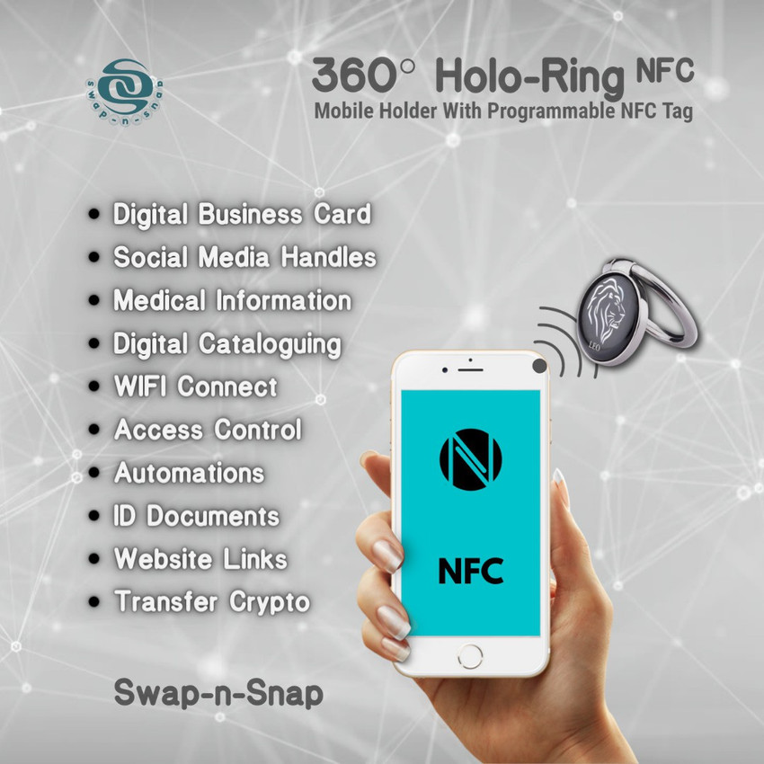 Swap n Snap 360 Holo Ring NFC TuppaTap White NFC Tag Magnet 144