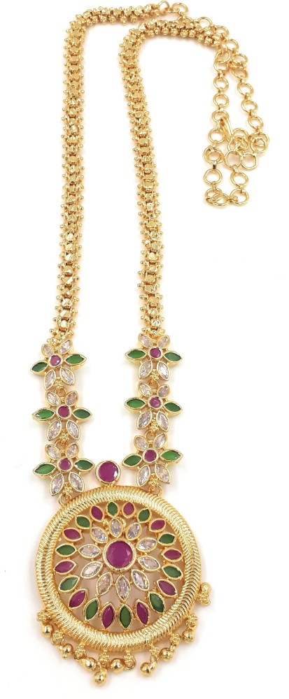 Anujeet Fashion Hub Gold Plated Fashion Jewellery Traditional Covering Long  Chain with Multicolor AD stone Goddess Lakshmi Dollar Crystal Gold-plated  Plated Copper Chain Price in India - Buy Anujeet Fashion Hub Gold