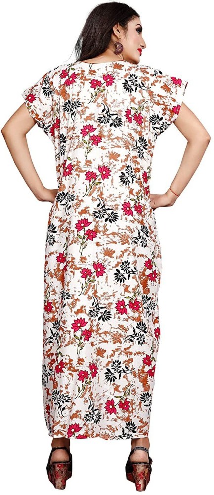 Buy NEGLIGEE Nighty for Women Cotton Printed Maxi Gown Ankle