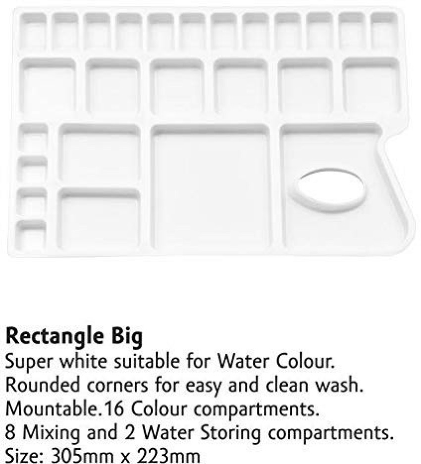 KNAFS Large Rectangle Shape Plastic Colour Mixing Palette with 26