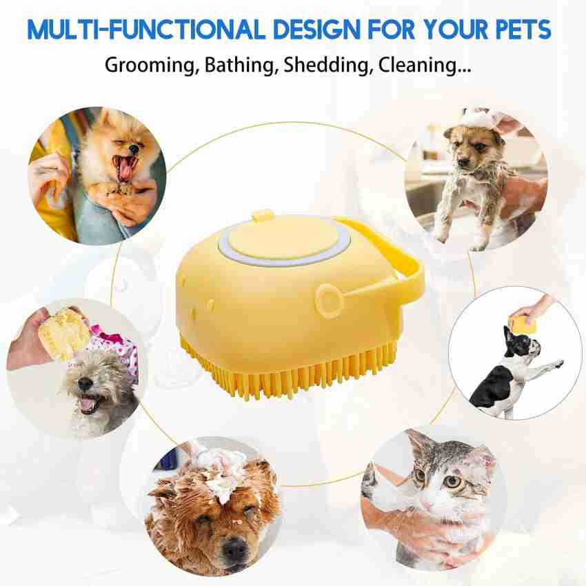 2Pack Dog Bath Brush, Soft Silicone Pet Shampoo Massage Dispenser Grooming  Shower Brush for Short Long Haired Dogs and Cats Washing, ISWAYSTORE