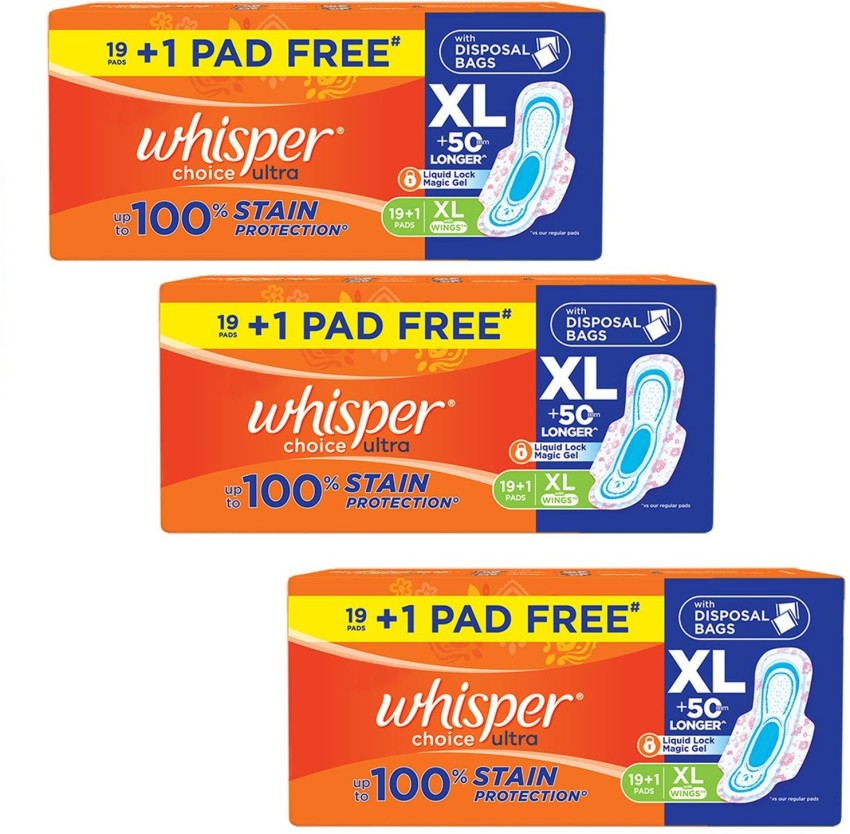 Buy Whisper Choice Sanitary Pads (280mm) (XL) 6's Online at Best Price - Sanitary  Napkins