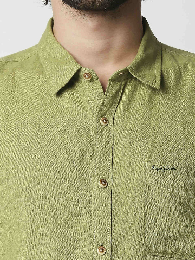 Pepe Jeans Men Solid Casual Green Shirt - Buy Pepe Jeans Men Solid Casual  Green Shirt Online at Best Prices in India | Flipkart.com