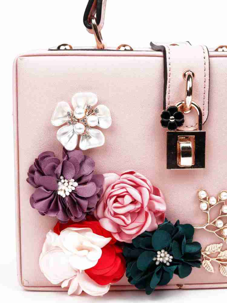 pink embellished regular sling bag