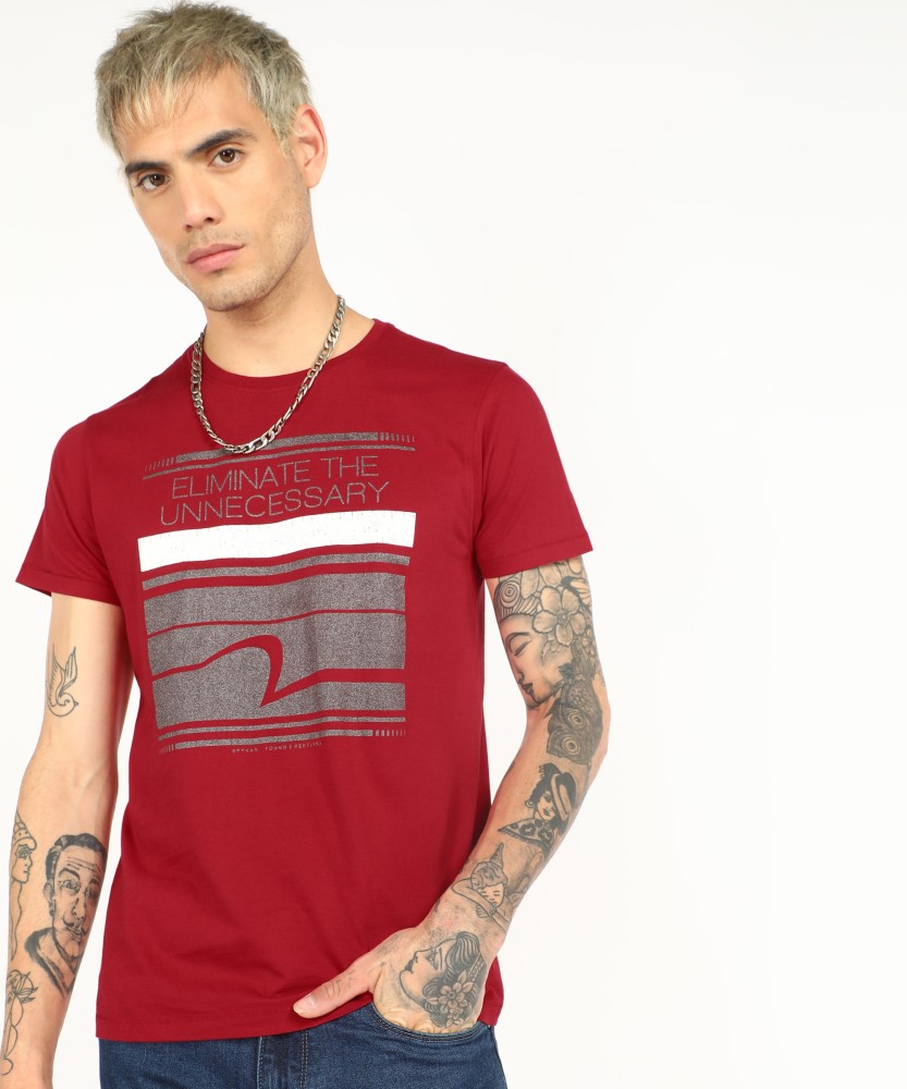 Spykar Printed Men Crew Neck Red T Shirt Buy Spykar Printed Men Crew Neck Red T Shirt Online at Best Prices in India Flipkart