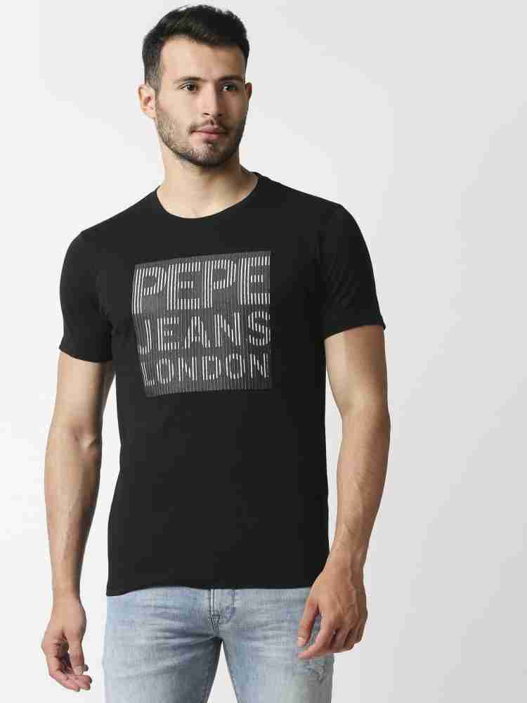 Pepe Jeans T-Shirt T-Shirt Neck Online Best at Black Round Round Neck India Buy Printed Men Men - Prices Printed Pepe in Black Jeans