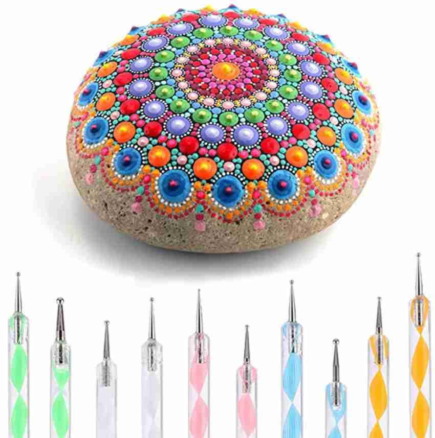 BM RETAIL 13 Pieces Mandala Rock Dotting Tools Nail Art  Painting Tools Set Acrylic Rods - Mandala