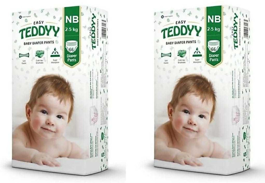 TEDDY EASY Baby Diaper Pants New Born 66 Pieces Pack Of 2 NB