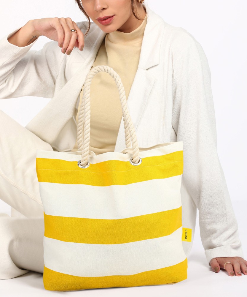 Buy FOREVER 21 Women White Yellow Tote White Online Best Price in India Flipkart