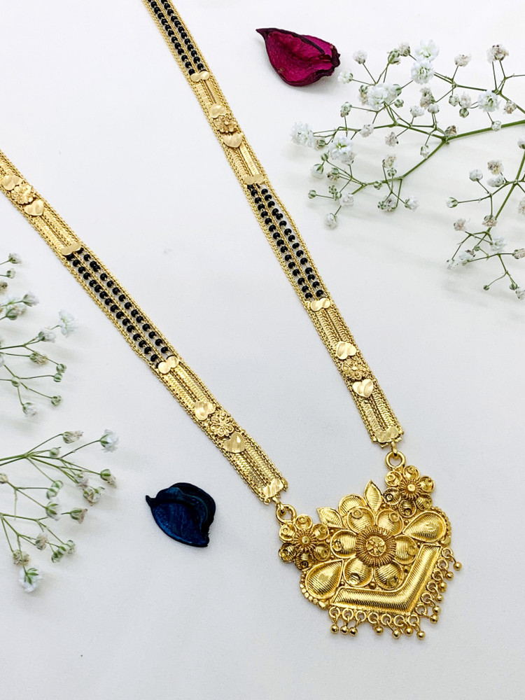 Gold plated long mangalsutra on sale