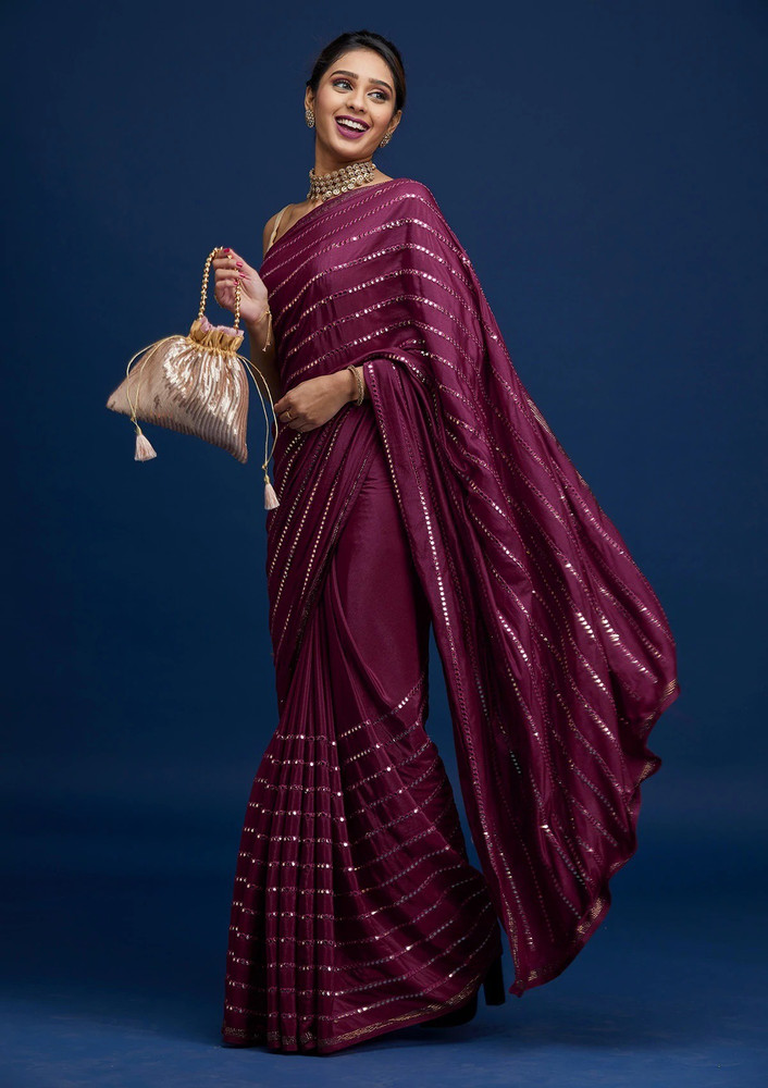 Grape colour deals wedding saree