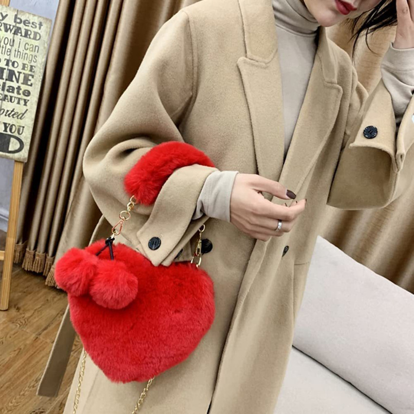 Red discount fur purse