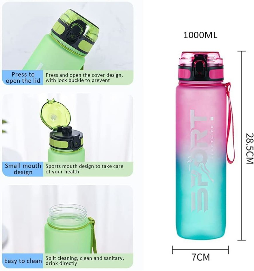 Sports 1 Litre Water Bottle 1000ml BPA Free Leak Proof Drinks Flip Lock Lid