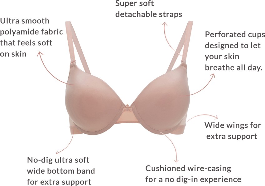 Breathe Cotton Padded wired Push up level-2 bra Demi coverage