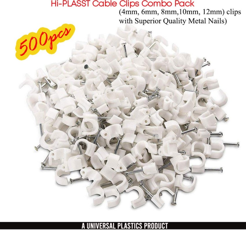 200 Pcs Cable Clips 4/6/8/10mm Nail in Cable Clips Cable Wire Clips Cable  Tacks Coax Cable Clips Speaker Wire Clips Cable Nails for Cords Wall Wire