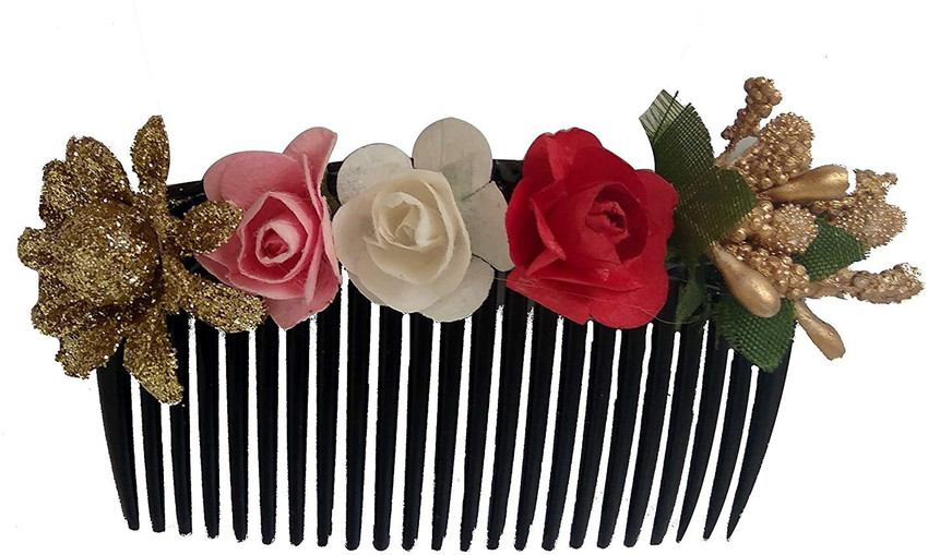 Myra Collection set of 1 Flower Gajra Style Hair Comb Clips For