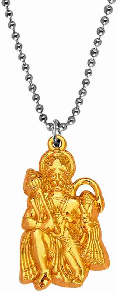 M Men Style Hindu Lord Bajrangbali Hanuman idol Monkey God of Devotion Locket With Chain Gold plated Zinc Metal Pendant Price in India Buy M Men Style Hindu Lord Bajrangbali Hanuman idol