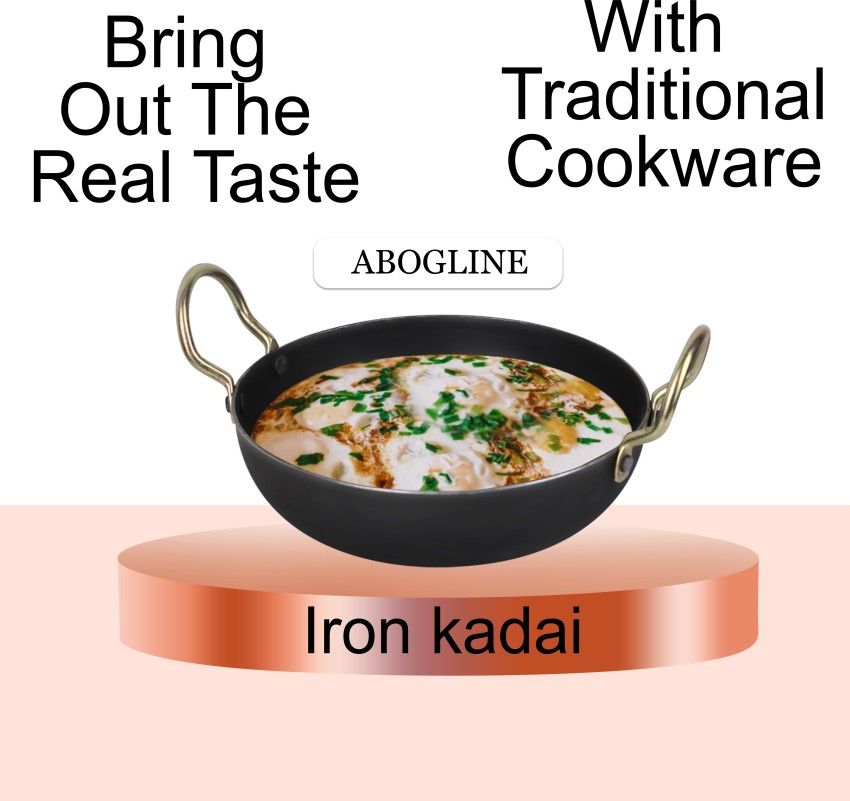 Iron Kadai With Flat Bottom, Induction Friendly Khadai for Cooking
