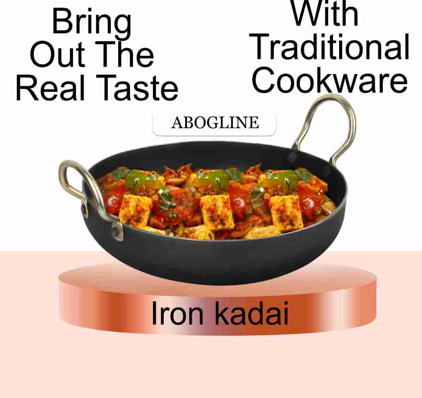 Iron Kadai With Flat Bottom, Induction Friendly Khadai for Cooking