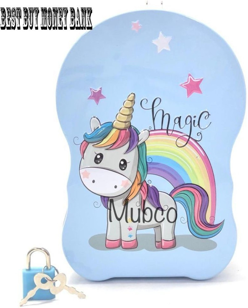 FRONY HOT SALE Unicorn Piggy Bank Lock Kids Coin Bank Unicorn