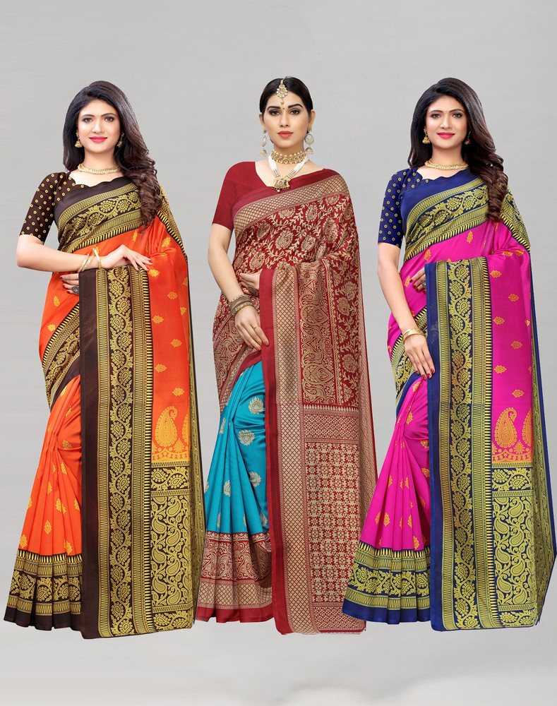 Buy Siril Printed Geometric Print Floral Print Banarasi Cotton