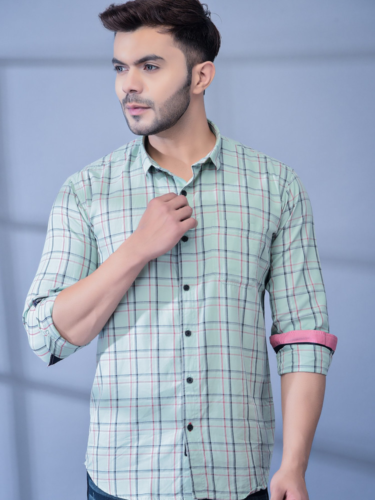 COBB Men Checkered Casual Light Green Shirt - Buy COBB Men Checkered Casual  Light Green Shirt Online at Best Prices in India | Flipkart.com