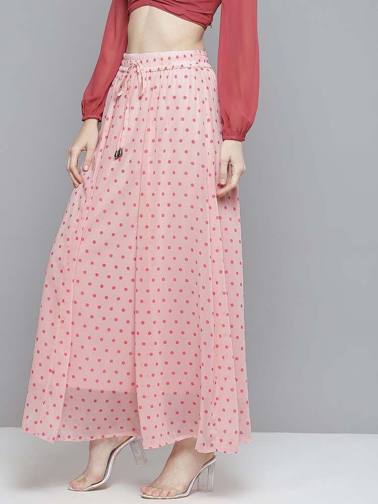 vila polka dot pleated maxi skirt
