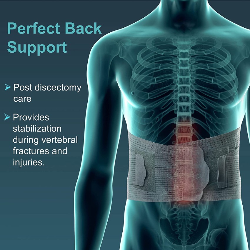 Accusure Grey Contoured Lumbo Sacral Ls Support Belt For Lower Back Brace  Support (L)