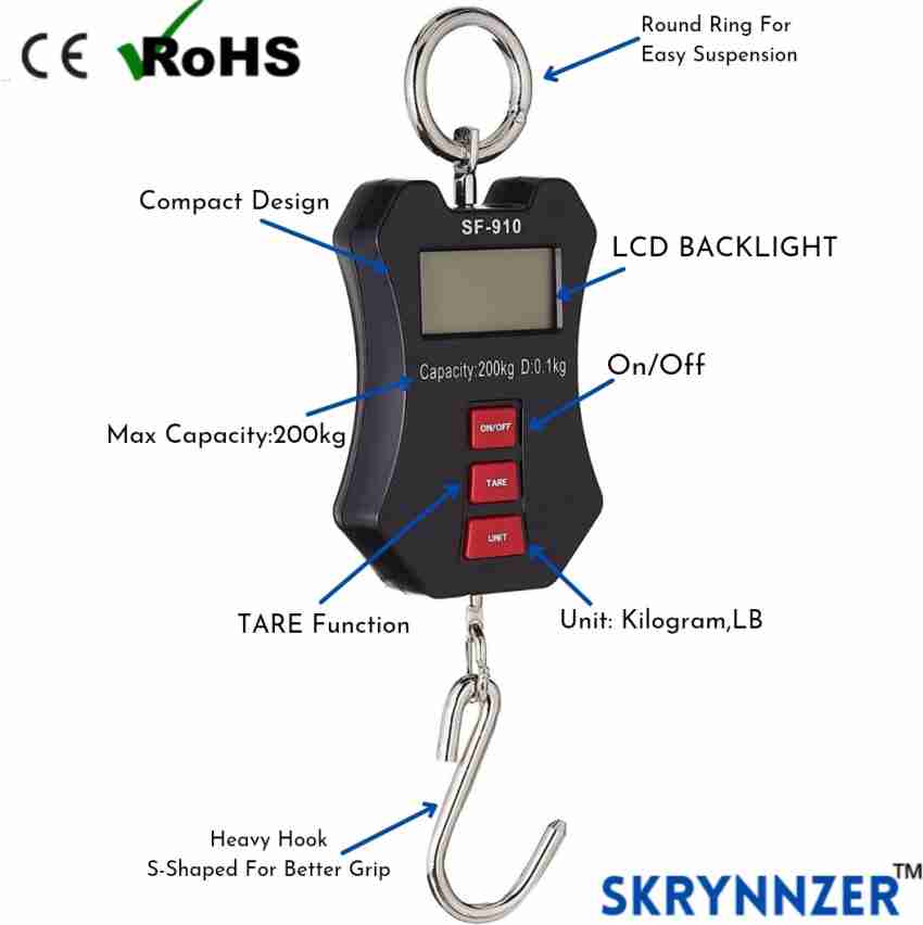 skrynnzer 50 Kg Hook Type Digital Weight Scale,Cylinder Weight Scale,  Luggage Weight Scale,50Kilogram,Hanging Weight Scale,Weight Scale,Cylinder  Weight Scale, Luggage Weight Machine, Luggage Weight Scale, Hook Weight  Machine,Hook Weight Scale, Cylinder