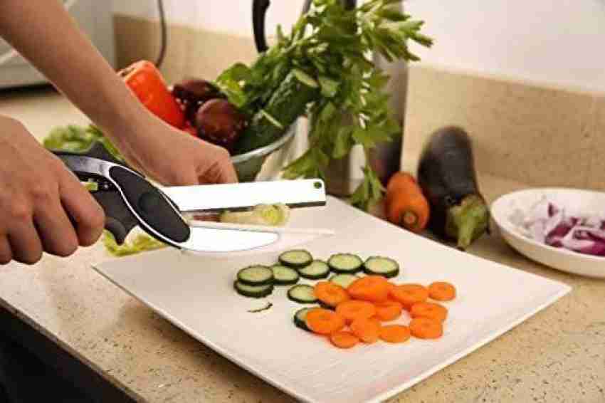 Clever Cutter 2-in-1 Food Chopper Kitchen Knife and Cutting Board Scissors  Vegetable Fruit Slicer  