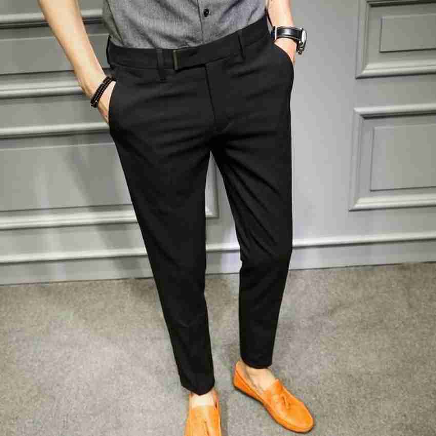 Formal Trousers in Lycra Fabric Plain Solid Color